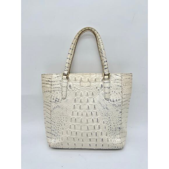 Brahmin Mini Asher Crocodile Leather Cream Satchel Shoulder Bag Women's - Picture 6 of 11